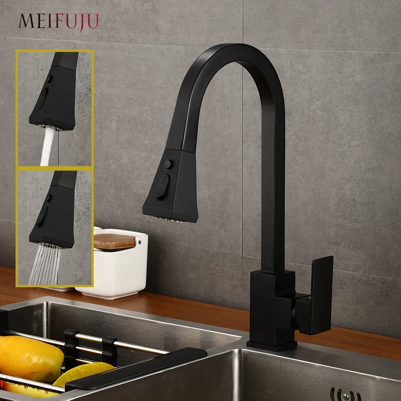 

Pull Out Kitchen Faucet Black Chrome white Sink Mixer Tap 360 degree rotation kitchen mixer taps Kitchen Tap Wall Mounted