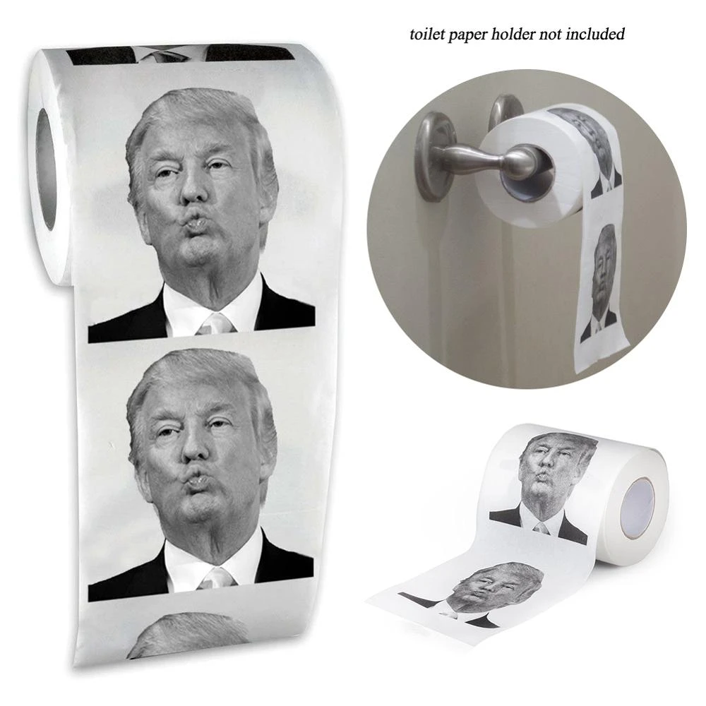 Joke Fun Paper Tissue Gag Gift Prank Joke Creative Bathroom Funny Toilet Paper President Donald
