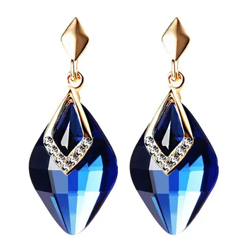 

XIYANIKE 4 Colors New Fashion Brand Romantic Golden Color Big Glass Drop Earrings for Women Girls Gift Party Jewelry E1235