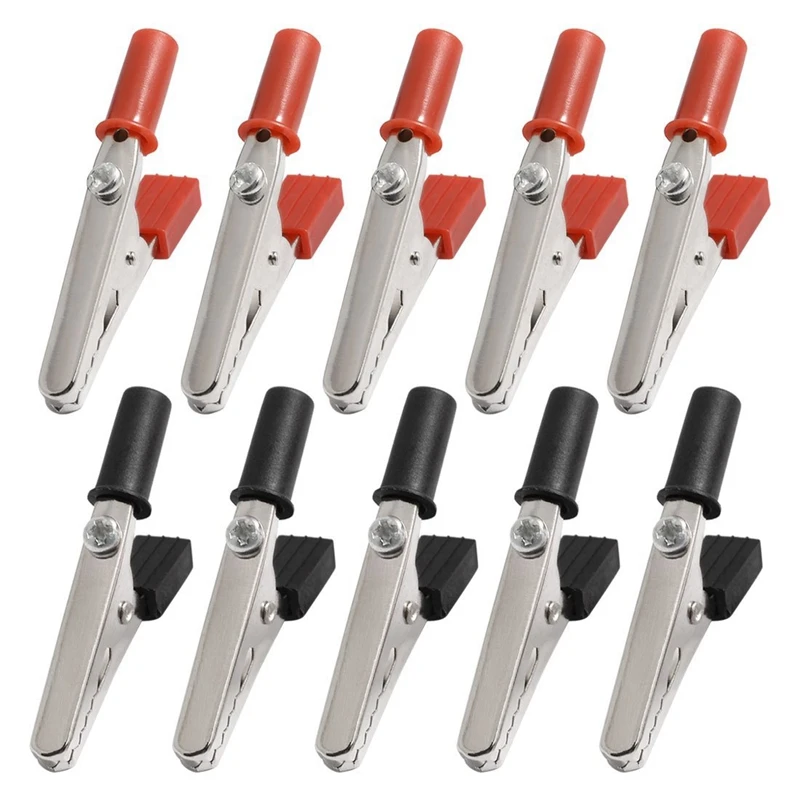 

SODIAL(R) 10 Pcs 50mm Plastic Handle Test Probe Metal Alligator Clips