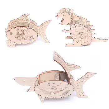 

Diy Wooden Manual Mechanical Transmission Model Wooden Stereo Assembled Octave Box Toy Birthday Gift Animal Music box puzzle