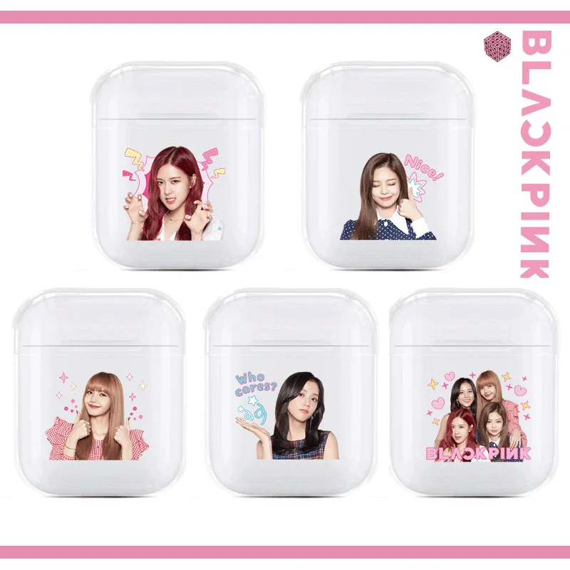 

BLACKPINK Real Person-AirPods Protective Case Bluetooth Headphone Storage Box Transparent PC Hard Case Shatter-resistant Case