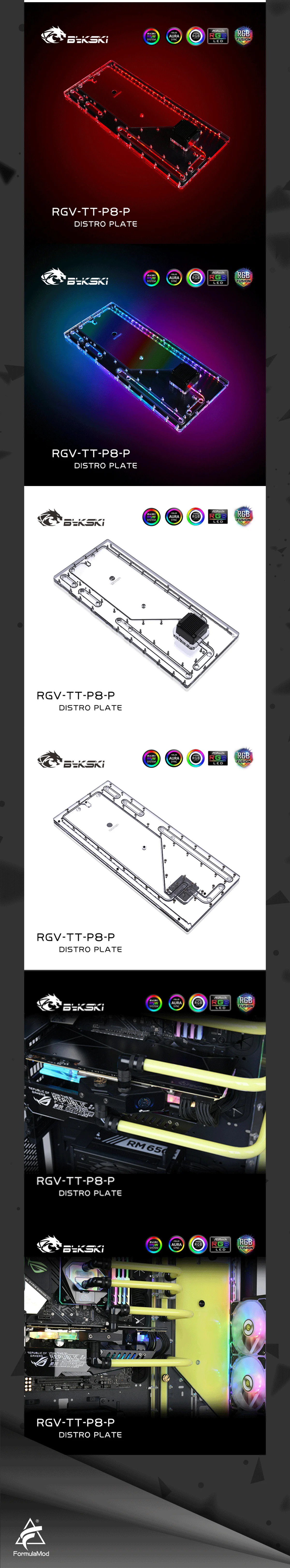 Bykski Distro Plate For Thermaltake Core P8 Case, Acrylic Waterway Board Combo DDC Pump, 5V A-RGB , RGV-TT-P8-P  