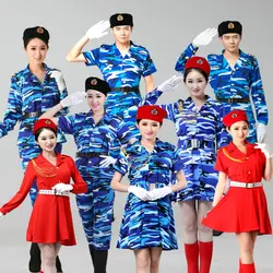 Взрослый Военная униформа, камуфляж костюм женский солдат юбка танцевальный костюм Взрослый представление одежда Rave наряд