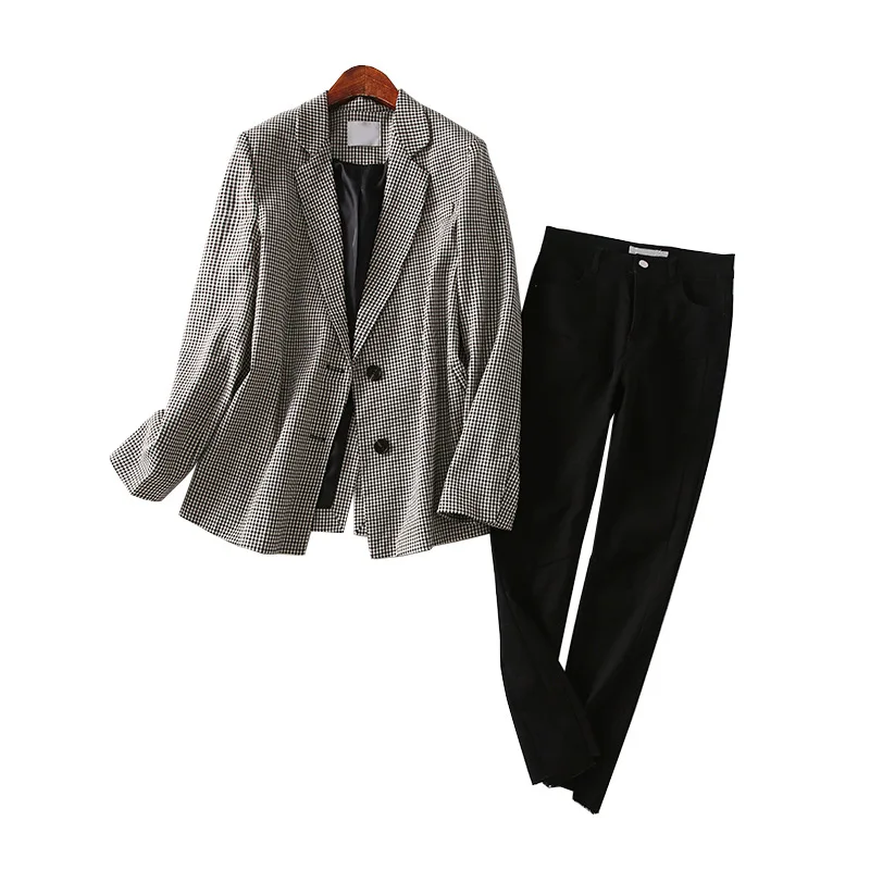 

A Generation of Pattern Suit High-waisted Slim Fit Casual Skinny Jeans Two-Piece Women's Entity