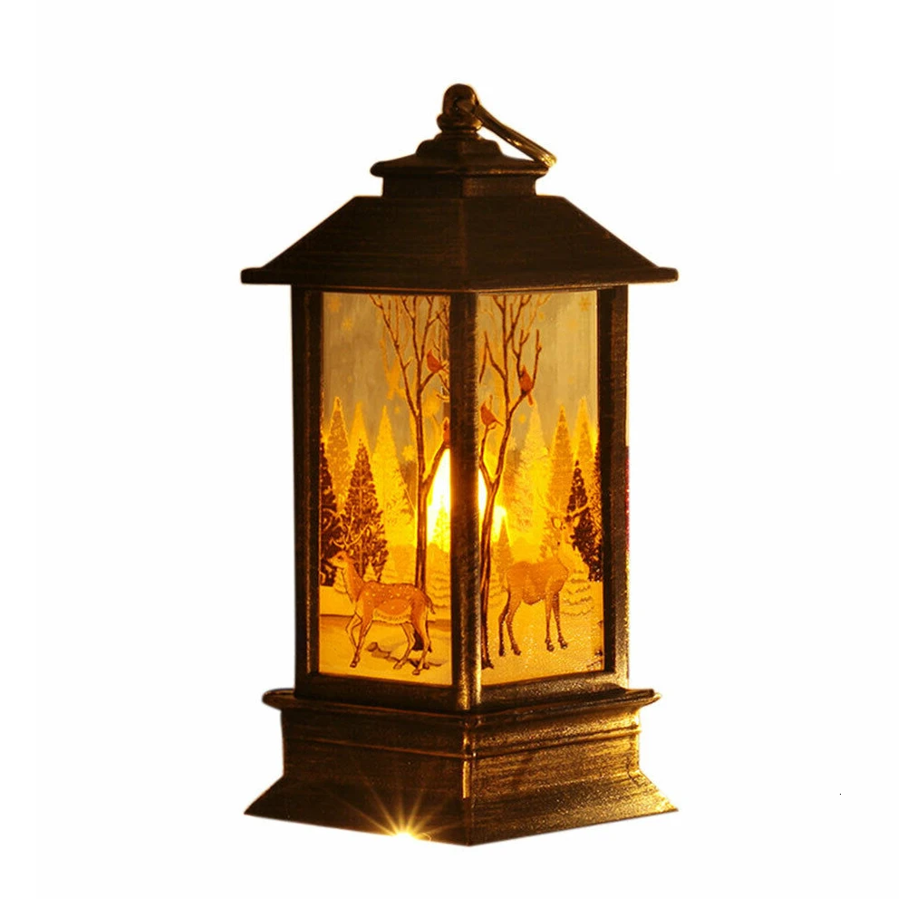 Christmas Candlestick Lamp Flame Light Street Lamp Romantic Flame Light Beautiful Night Light Holiday Party Wedding Home Decor - Цвет: Golden deer