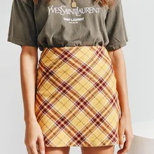 Feitong/повседневные женские юбки, Сексуальные вечерние, в клетку, на молнии, с деревянными ушками, тонкая юбка, высокая талия и бедра, короткая Мини-Юбка Для Женщин, Jupe Femme