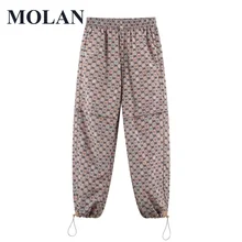 

MOLAN Woman Vintage Pants Letter Print High Waist Loose Tight Leggings 2021 New Plaid Female HIgh Quality Pants