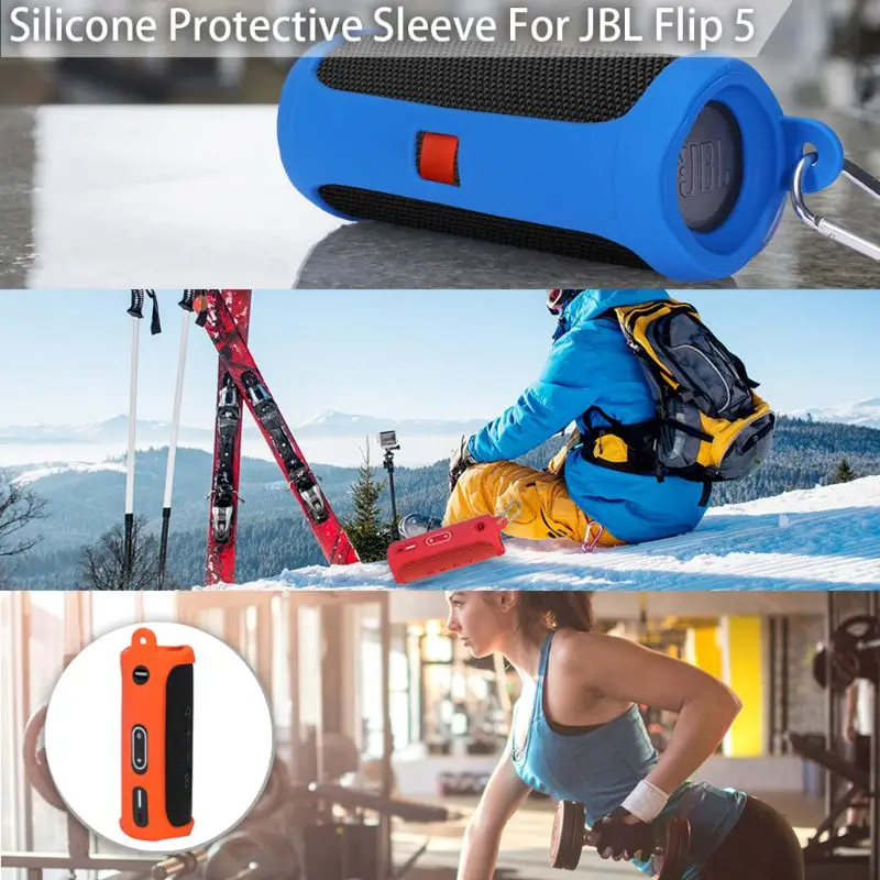 Силиконовый защитный чехол с карабином для J-B-L Flip 5 Портативный беспроводной Bluetooth динамик QX2B