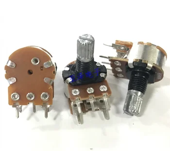 

4PCS 16 type single potentiometer B500K with switch sawtooth shaft length 15MM dimming volume potentiometer with switch