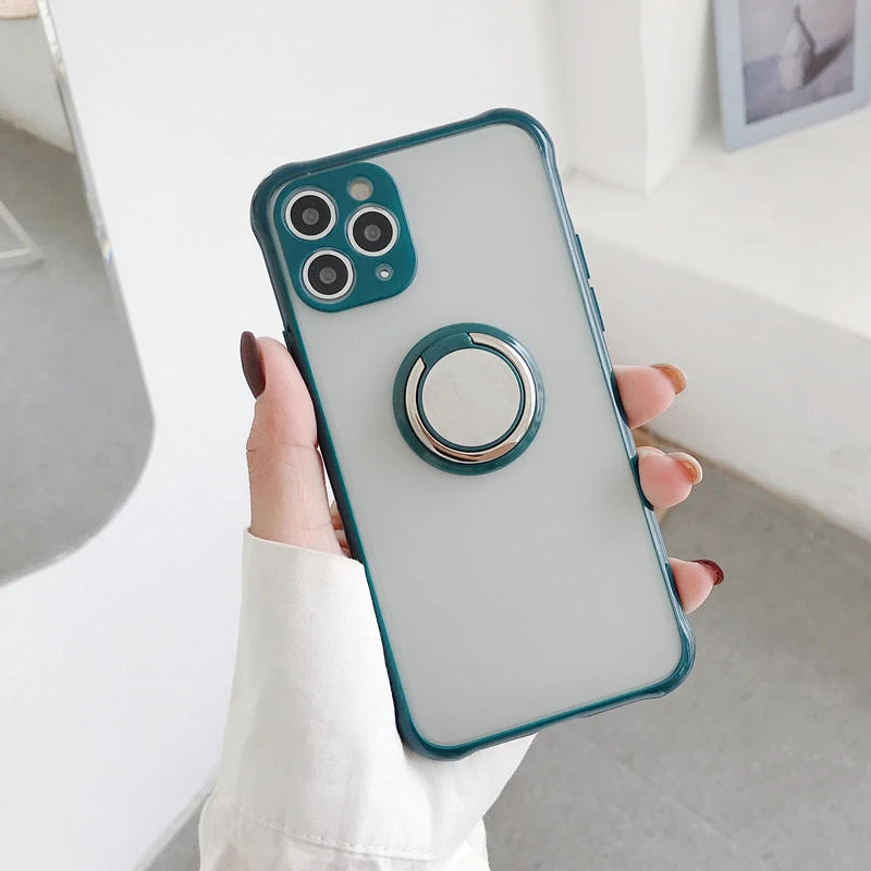 Simple Lens Protection Case For iPhone 12 mini 11 Pro 7 Plus Case With Ring Bracket shockproof Case For iPhone 11 XS Max X 8 XR