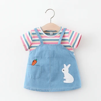 

Summer Baby Girl Dress Cotton Striped Newborn Dress Cartoon Rabbit Baby Girl Clothes Infant Toddler Dress Children's Clothing