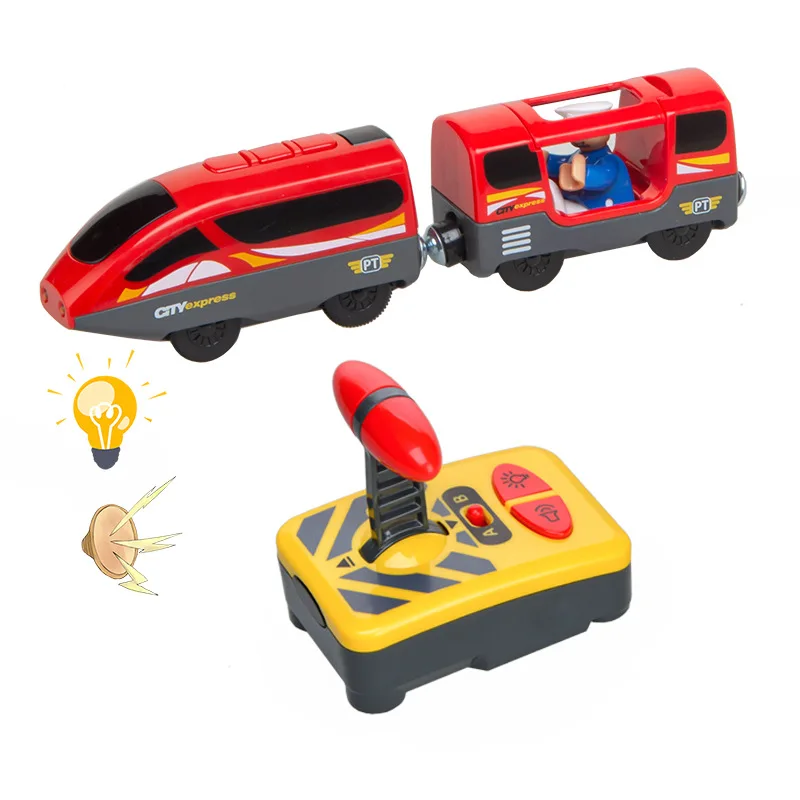 Kids RC Electric Train Set Locomotive Magnetic Train Diecast Slot Toy Fit for Wooden Train Railway Track Toys for Children Gifts 2