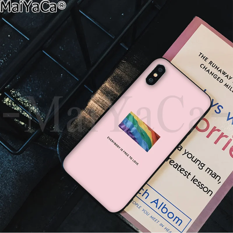MaiYaCa. Мягкий резиновый черный чехол для телефона с изображением ЛГБТ-радуги. Чехол для телефона для iPhone 8, 7, 6, 6S Plus, X, XS, MAX, 5, 5S, SE, XR