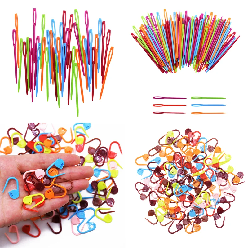 100pcs Multicolor Plastic Knitting Crochet Locking Stitch Marker Sweater Weaving Knitting Needles Clip DIY Sewing Tools Crafts