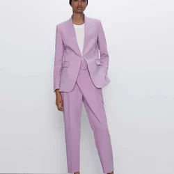 2 peça conjunto feminino terno único botão blazer e calças elegante de alta moda chique senhora mulher blazer outfits calças ternos