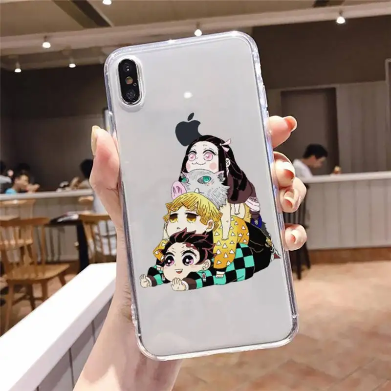 Kamado Nezuko Kimetsu No Yaiba Demon Slayer Phone Case Transparent For iphone se 6 6s 7 8 11 12 13 plus mini x xs xr pro max