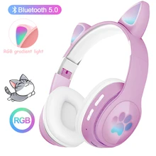 

Cat Ear Wireless Headphones with Mic Flashing LED Stereo Music Headset Gamer for PC Phone TF Gaming Girls Children Gifts Fones