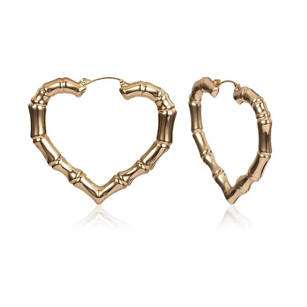 Business personality creative simple heart-shaped bamboo-shaped ring earrings | Украшения и аксессуары