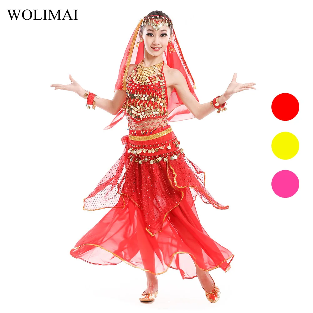 

Gypsy Skirt for Kids Belly Dance Costume Set Children Siren Bellydance Egyptian Dress Coin Belt Dancewear Bollywood Accessories