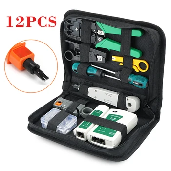 

Network Wire Repair Maintenance Tool Kit Set 12 in 1 Phone Cable Crimper Tester Wire Cutter Screwdriver Pliers Crimping Tool Set