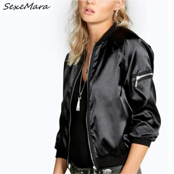 

Casual Fall Baseball Jacket Women Wide-waisted Regual Fashion Black Solid Jacket Plus Size 2019