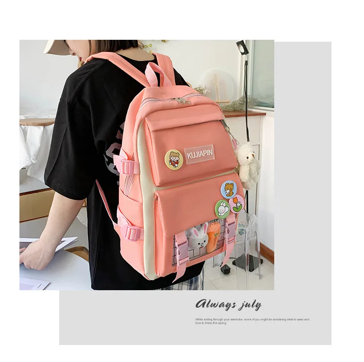 4 Pcs Sets women backpack Purple Colour Children's School Backpack Kawaii Backpack Bookbag School Bags for Teenage Girls Mochila