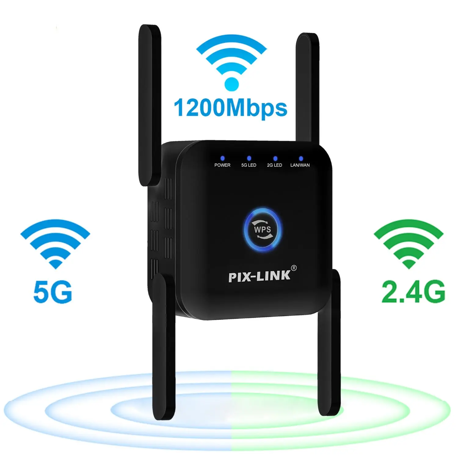 Répéteur wifi connecté d'extérieur 1200 Mb/s pour réseaux 2,4 et 5 GHz  WLR-1230