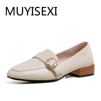 

Metal decoration 2.5cm low heels round toe European daily wear preppy style maiden elegant pure color leisure shoe AM24 MUYISEXI