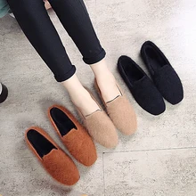 Г., зимняя женская обувь на плоской подошве, теплая обувь на плоской подошве без шнуровки мокасины из искусственного меха плюшевые Мокасины с квадратным носком Повседневная обувь zapatos mujer N7819