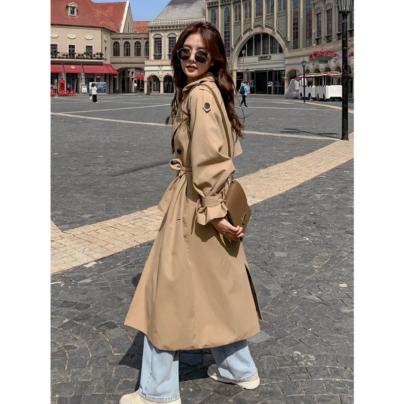 Long Trench Coat For Women 2020 Autumn Over Knee