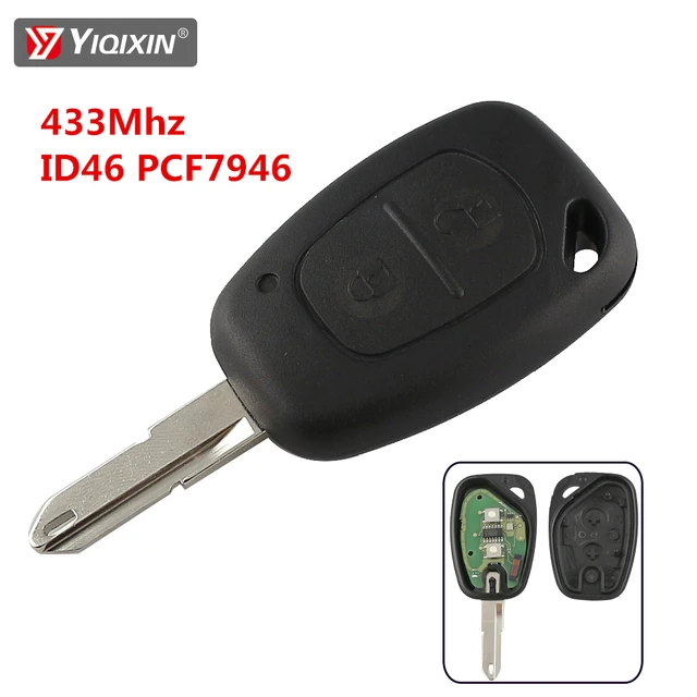 Acheter Clé télécommande de voiture à 2 boutons, 433Mhz, avec puce PCF7946  et lame VAC102, adaptée à Movano/KANGOO/Vivaro/Renault/Traffic/Nissan