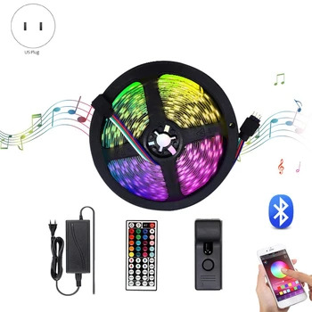 

Bluetooth LED Strip Lights 5M RGB 5050 SMD Flexible Ribbon Waterproof RGB LED Light 5M Tape Diode DC 12V Lights(US Plug)