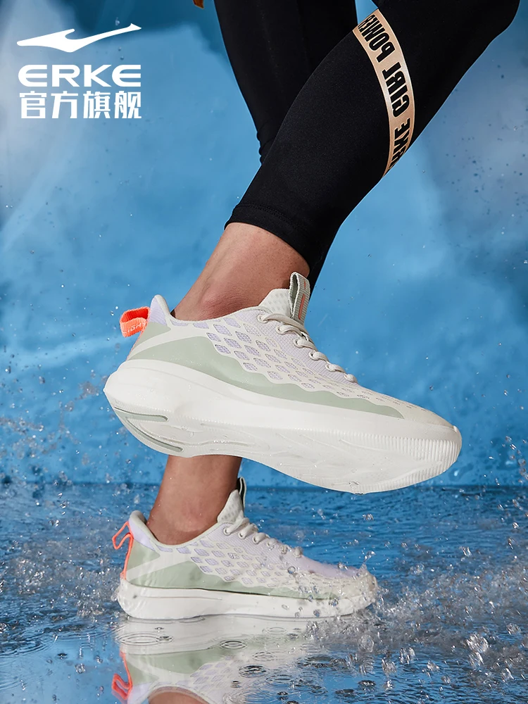 Erke sports shoes women's new autumn large mesh slow wear-resistant anti-skid shock absorption running shoes