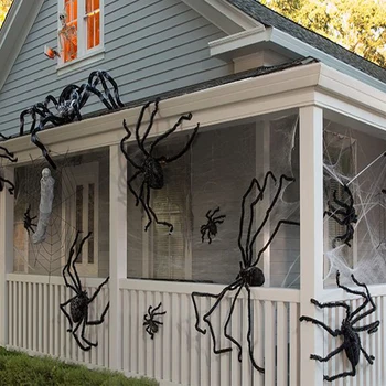 

2019 Halloween Big Plush Spiders Kids Children Toy Plush Black Multicolour Style For Party Halloween Decoration Furry Spider
