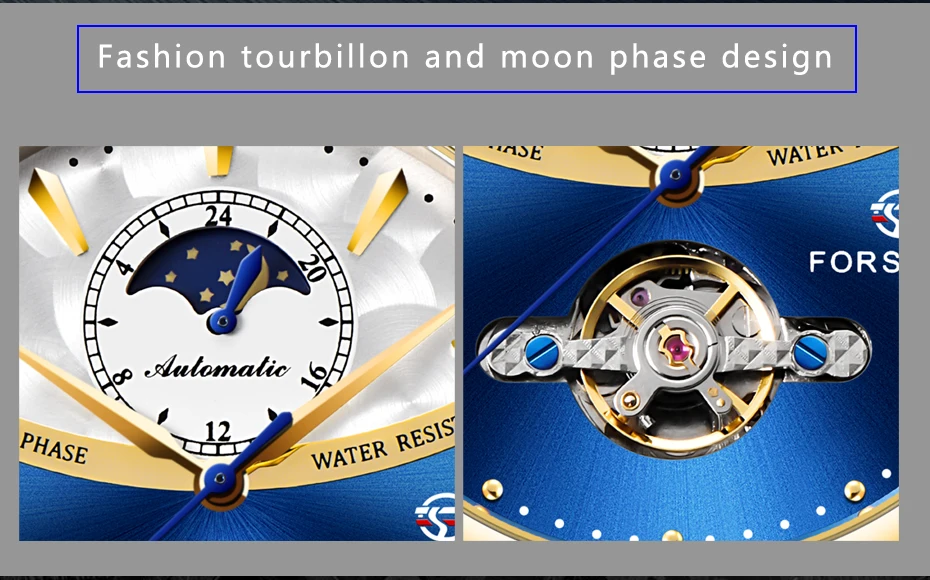 Forsining Moonphase автоматические механические часы мужские классические кожаные водонепроницаемые деловые повседневные часы Tourbillon Reloj Hombres