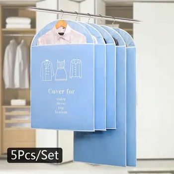 

5pcs Clothes Cover Clothes Storage Bag Dustproof Cover Jacket Household Supplies Dress Non Woven Portable