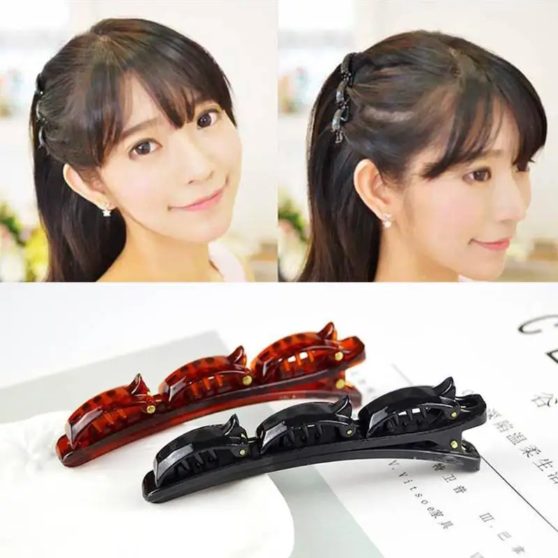 Double Bangs Hairstyle Hair Clips Hairpin Head Hoop Double Layer Band Twist Plait Clip Braided Headband Hair Decor For Women hair clip ins