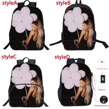

16 Inch Ariana Grande Backpack 4 Styles Student School Bag Boy Girl Laptop Backpack Male Female Travel Rucksack Cartoon Anime