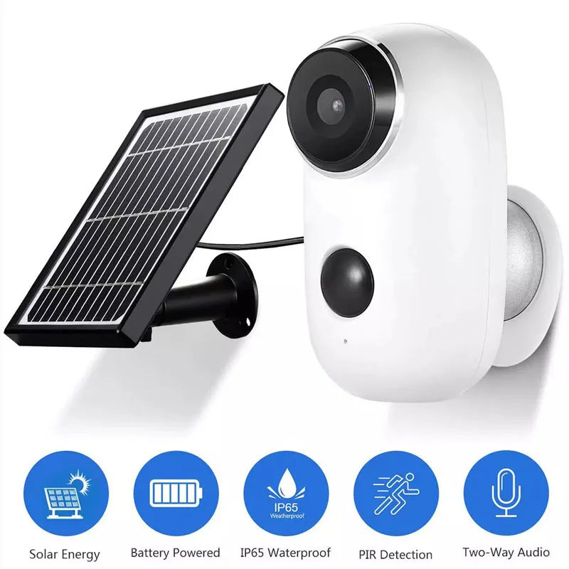 2WiFi IP Security Camera 1080p Rechargeable Outdoor Battery Powered Solar Panel C
