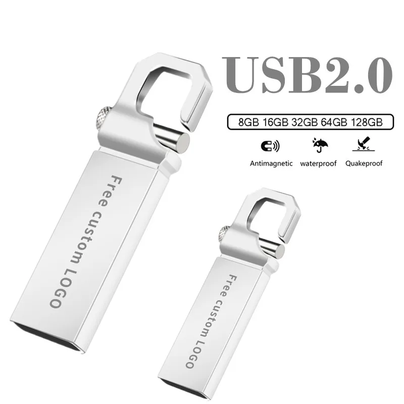 USB флеш-накопитель 64 Гб 2,0, металлическая Флешка 16 ГБ 128 ГБ 8 ГБ 4 ГБ, USB флешка, высокоскоростной флеш-накопитель 32 ГБ, USB флеш-браслет с логотипом на заказ