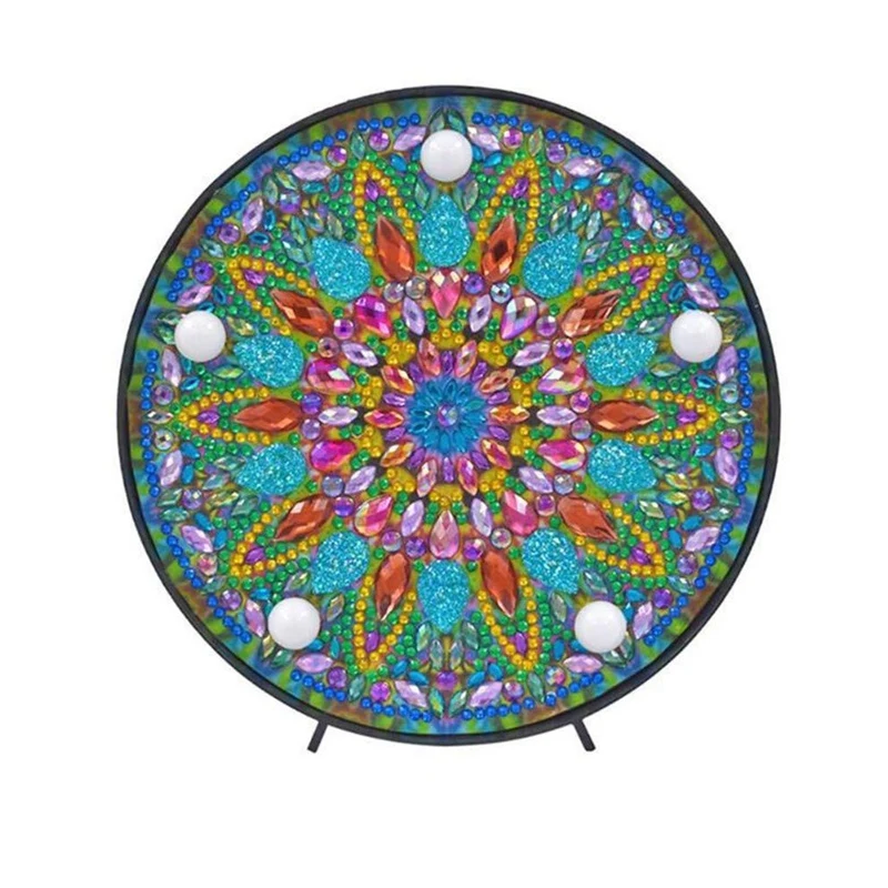 

Mandala Diamond Painting Kit With Led Night Light Diy Handmade Artwork 5D Full Drill Drawing Kit Bedside Lamp Arts Craft For Hom