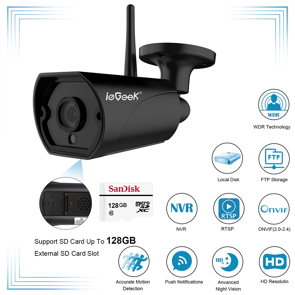 Wi Fi IP камера 1080P HD ночного видения ИК камеры безопасности IP66 Водонепроницаемая