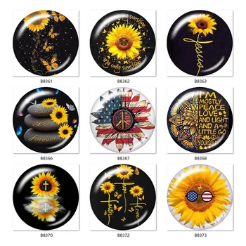 

Sunflower TEACHER MOM NANA words 10pcs mixed 12mm/18mm/20mm/25mm Round photo glass cabochon demo flat back Making findings TL536