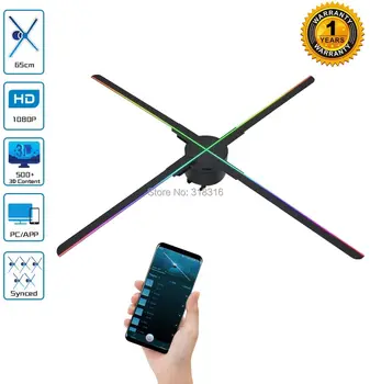 

65CM 3D Hologram Fan Display with Powerful APP,Trade Show Display 1080P HD and 724Pcs Led Beads, High Transparency