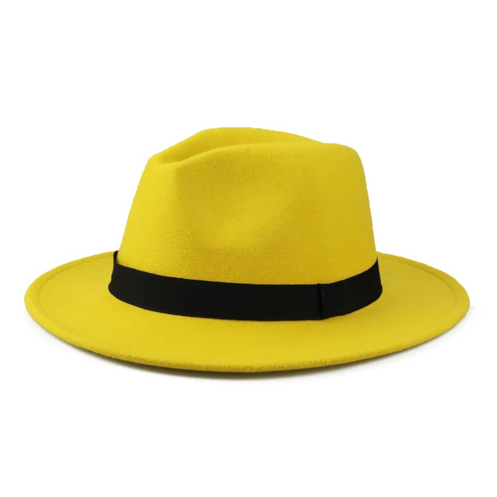 Classic Felt Cap Men Spring Jazz Hats Large Brim Tea Party Fedora Lady