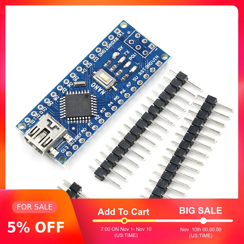 Мини usb с контроллером загрузчика Nano 3 0 совместимый для arduino CH340 USB драйвер 16 МГц NANO