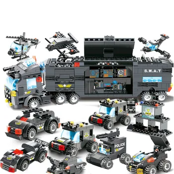 

647Pcs 8-In-1 City Police Series Building Kit SWAT Building Blocks Model Small Particles Stem Toy For Children Educational Toys