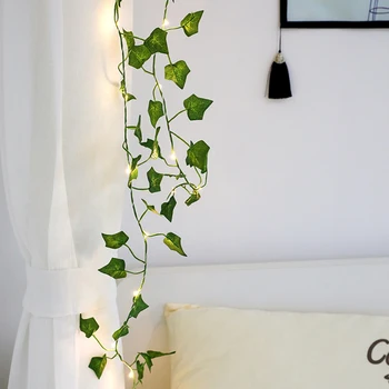 

2m Artificial Plants Led String Light Creeper Green Leaf Vine Home Wedding Decoration Lamp DIY Hanging Garden Yard