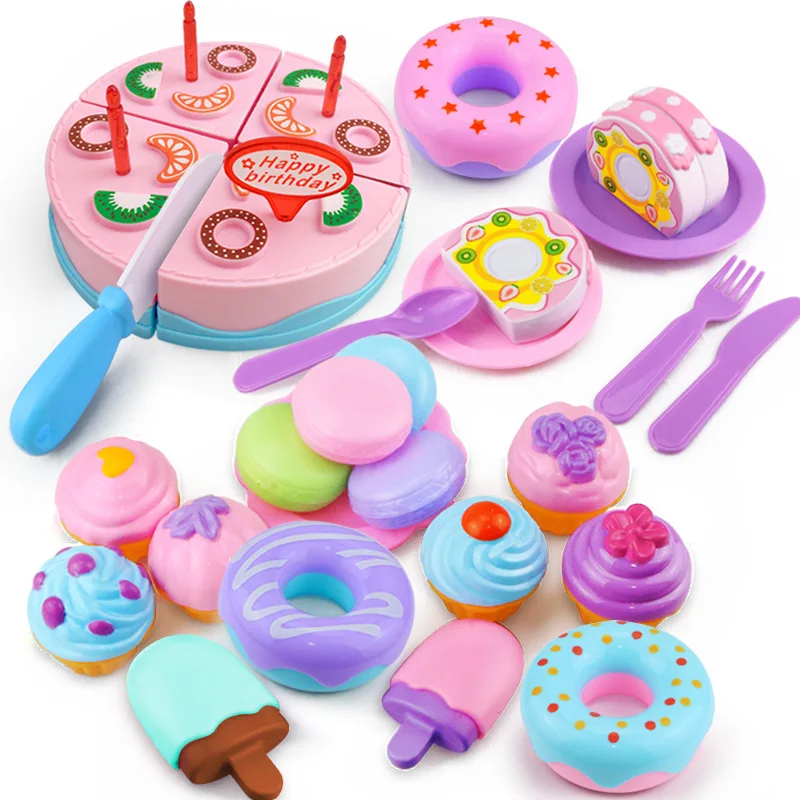 

[32 Pieces] Macaroon Color Cake + Dessert + Macarons + Donuts + Ice Cream Play House Toys